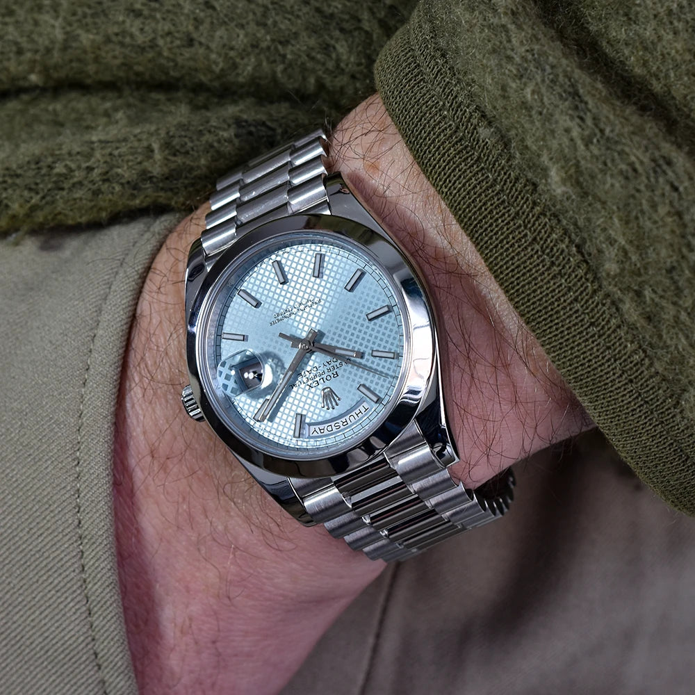 Rolex Day-Date 40 Ice Blue Diagonal Motif Fully Serviced 228206-0004 2015