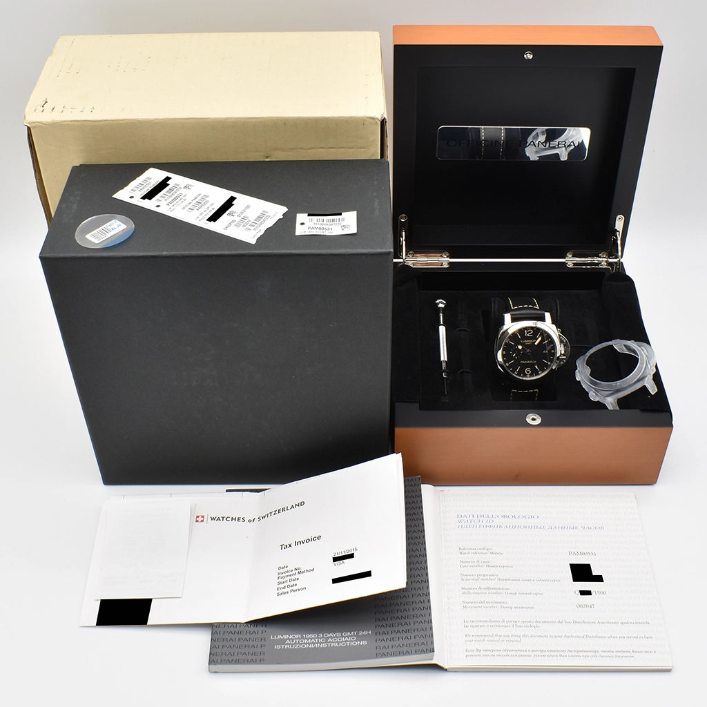 Panerai Luminor 1950 3 Days GMT Automatic Acciaio 44mm PAM00531 box & papers
