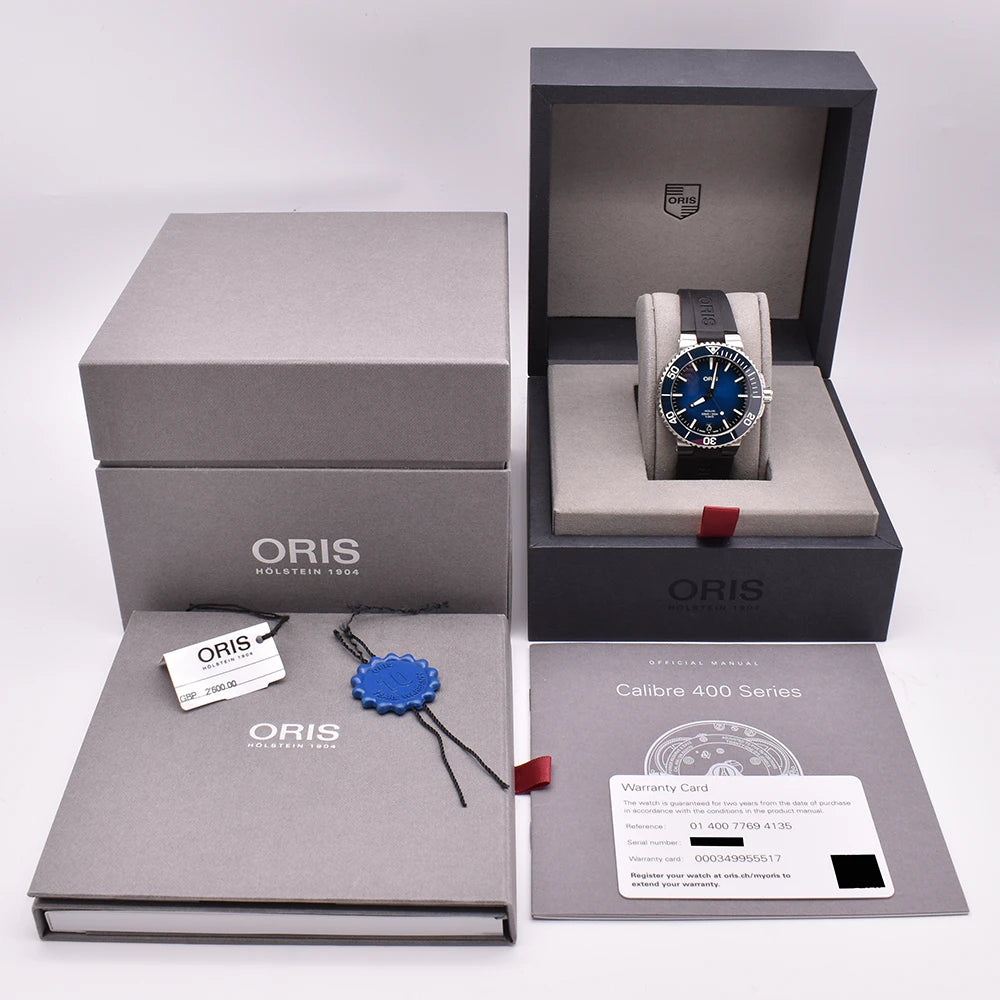 Oris Aquis Date Calibre 400 41.5 Stainless Steel 01 400 7769 4135, 2021 Box & Papers, Serial number 3908027 – Pre-owned Watch | Wiseman's Watches