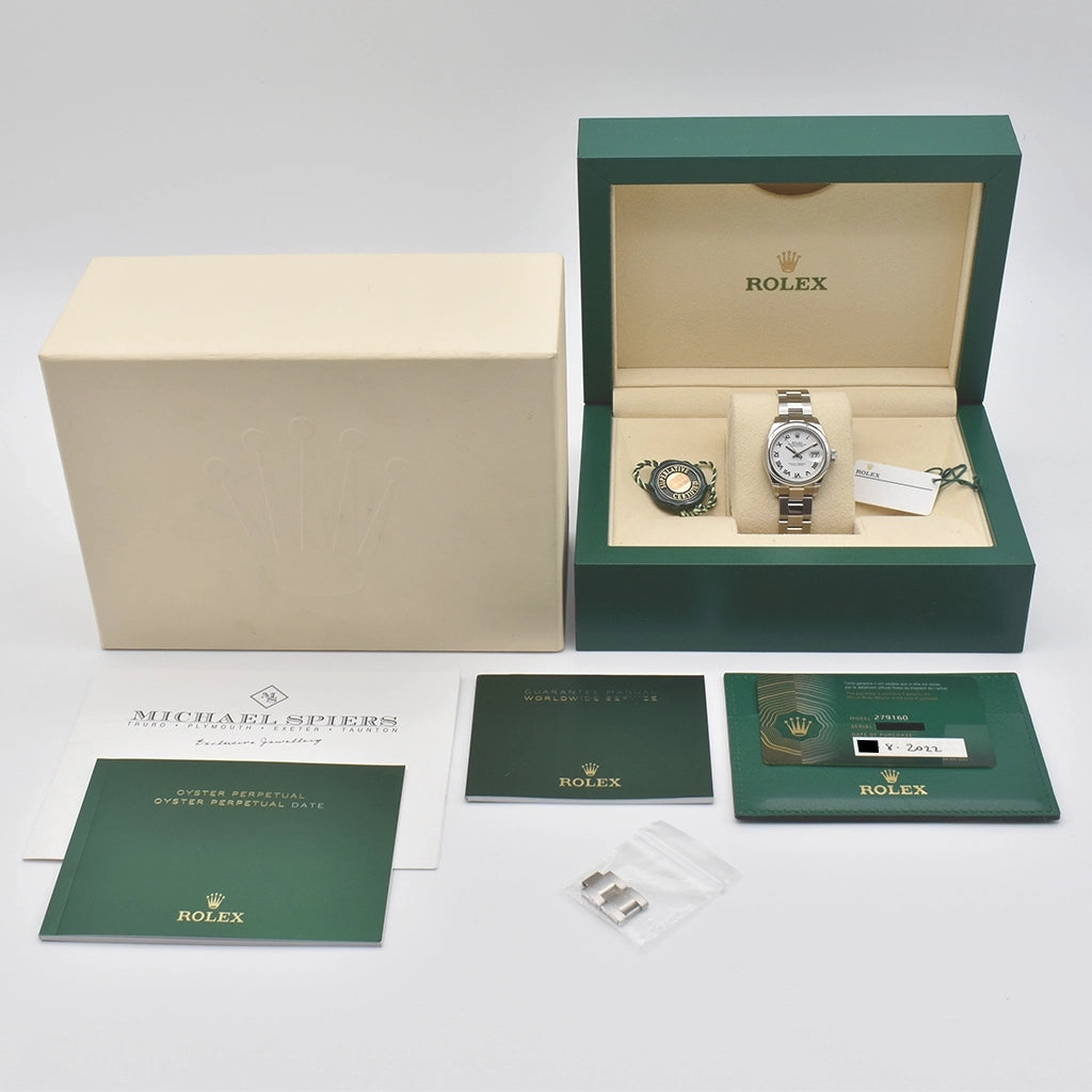 Rolex Lady-Datejust 28 Stainless Steel White Roman Numeral 279160-0016 2022 Box & Papers