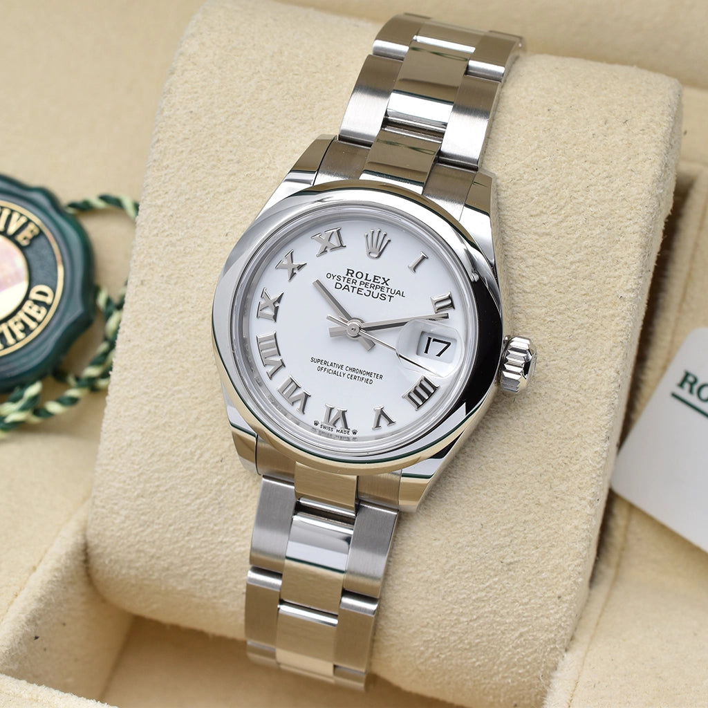 Rolex Lady-Datejust 28 Stainless Steel White Roman Numeral 279160-0016 2022 Box & Papers