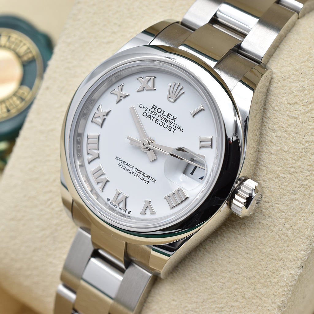 Rolex Lady-Datejust 28 Stainless Steel White Roman Numeral 279160-0016 2022 Box & Papers