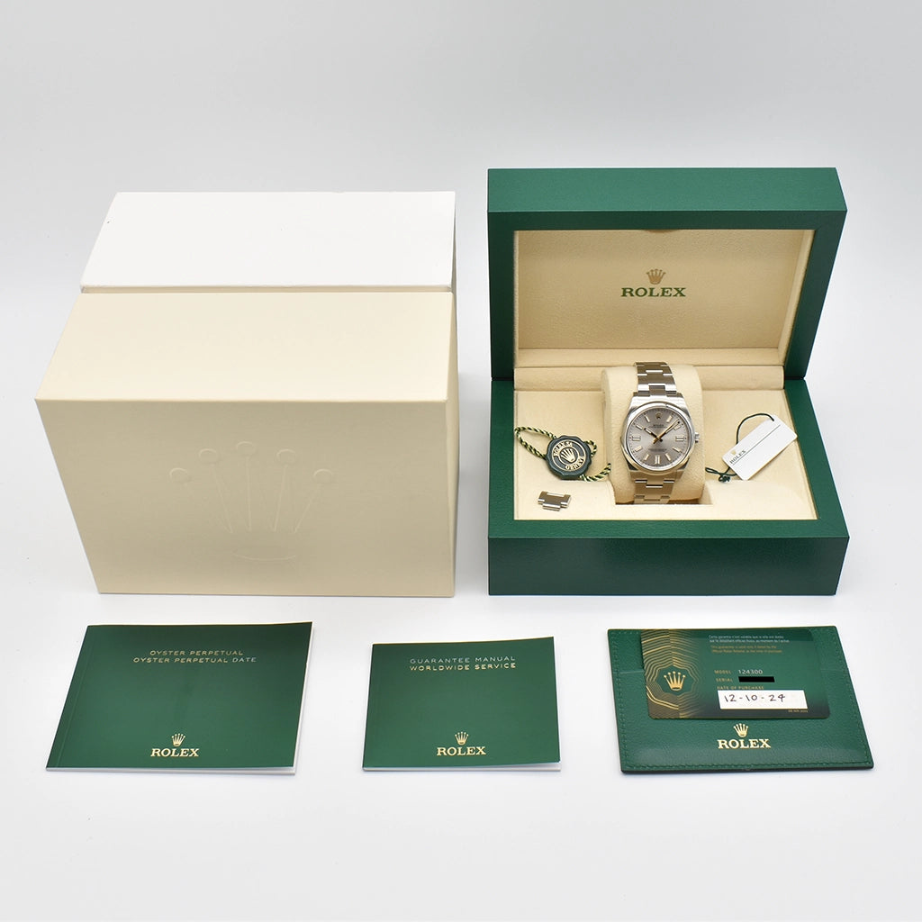 Rolex Oyster Perpetual 41mm Silver 124300 2024 box & papers