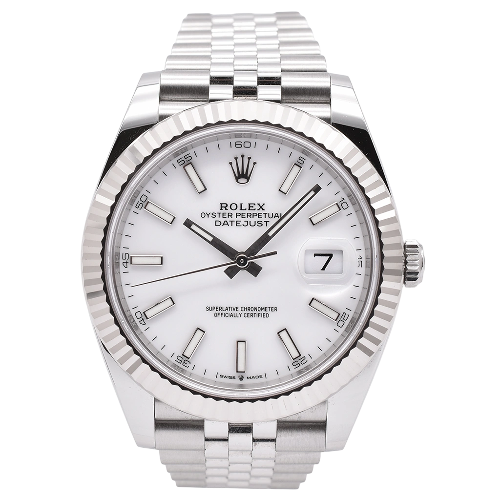 Rolex Datejust 41mm White Fluted Jubilee 2024 Box & Papers 126334-0010