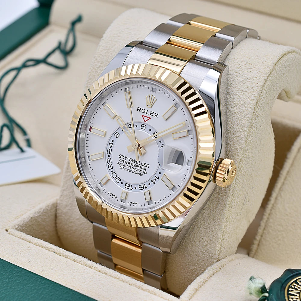 Rolex Sky-Dweller Stainless Steel Yellow Gold White Oyster 326933-0009 2022