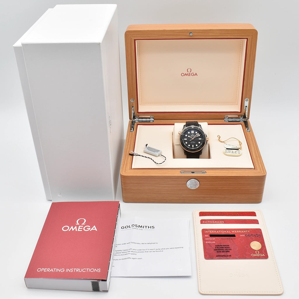 Omega Seamaster Diver 300M Master Co-Axial 43.5 Sedna Black 2025 Box & Papers 210.62.44.20.01.001