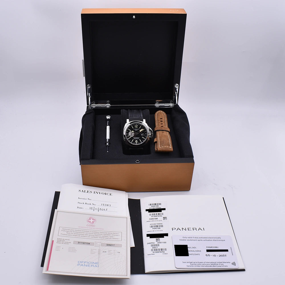 Panerai Luminor GMT 44mm PAM01088 2021 Box & Papers, Serial number OP7088BB1908694