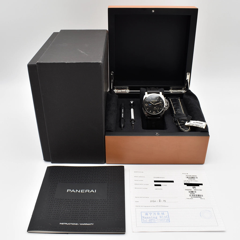 Panerai Luminor 1950 44mm GMT Power Reserve PAM01321 2020 Box & Papers – Pre-owned Watch | Wiseman's Watches