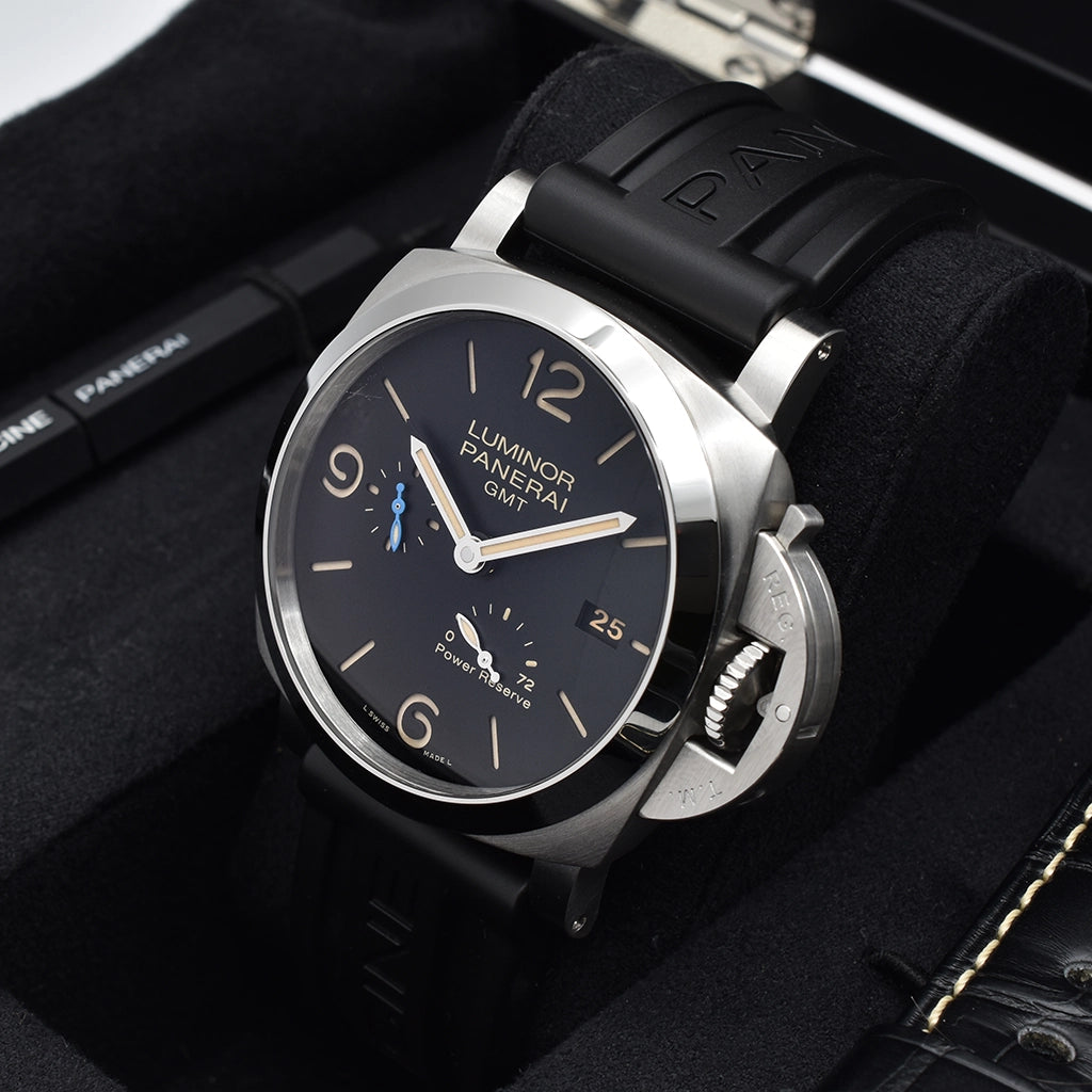 Panerai Luminor 1950 44mm GMT Power Reserve PAM01321 2020 Box & Papers – Pre-owned Watch | Wiseman's Watches