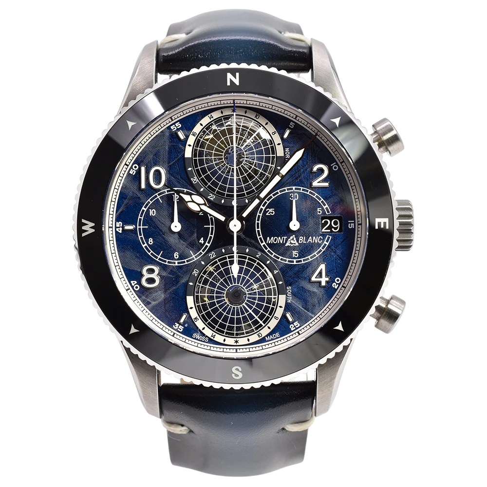 Montblanc Geosphere Chronograph Oxygen 1858 129624 Box & Papers, serial no. FTHK3J9H1 – Pre-owned Watch | Wiseman's Watches