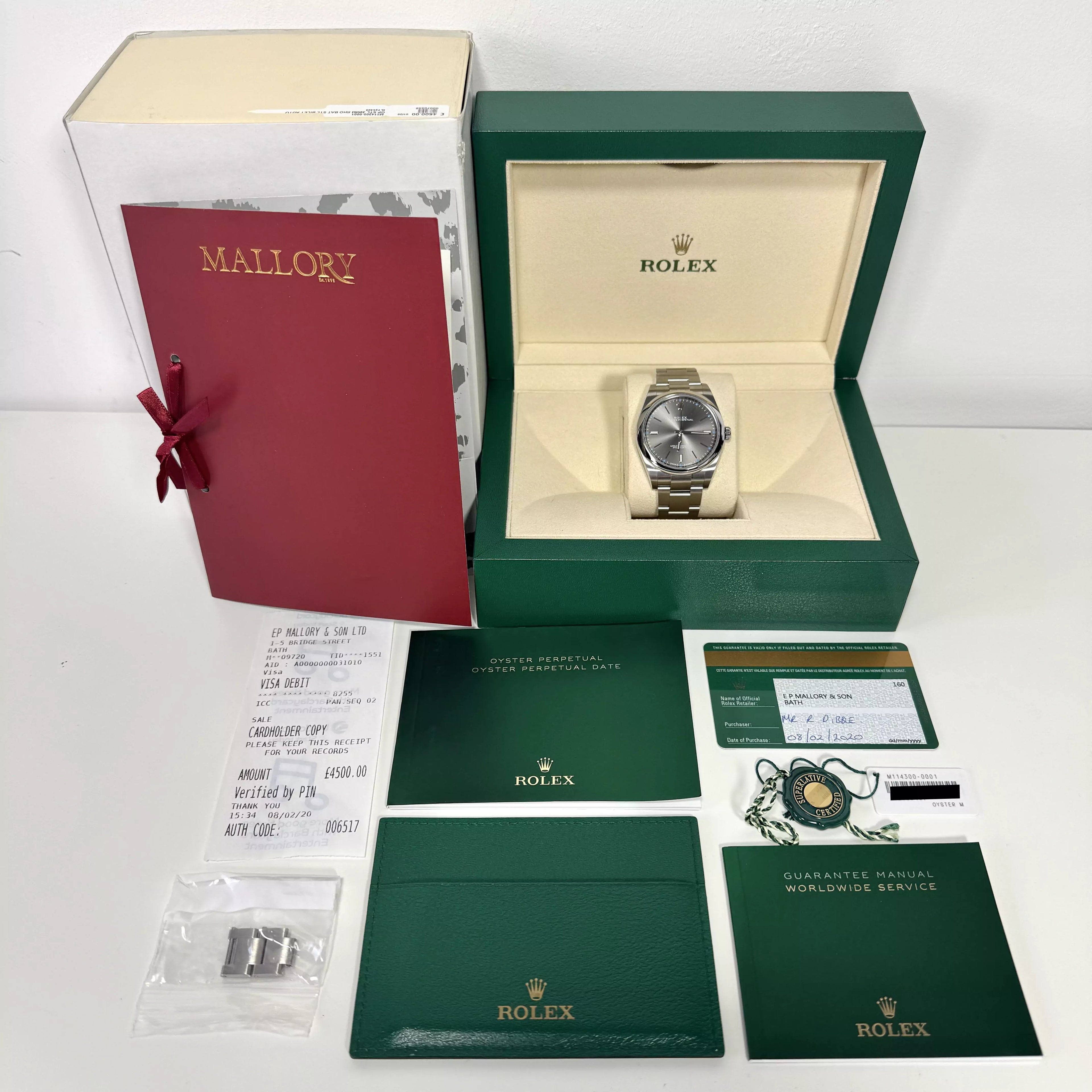 Rolex Oyster Perpetual Rhodium 2020 Full Set 114300 2020