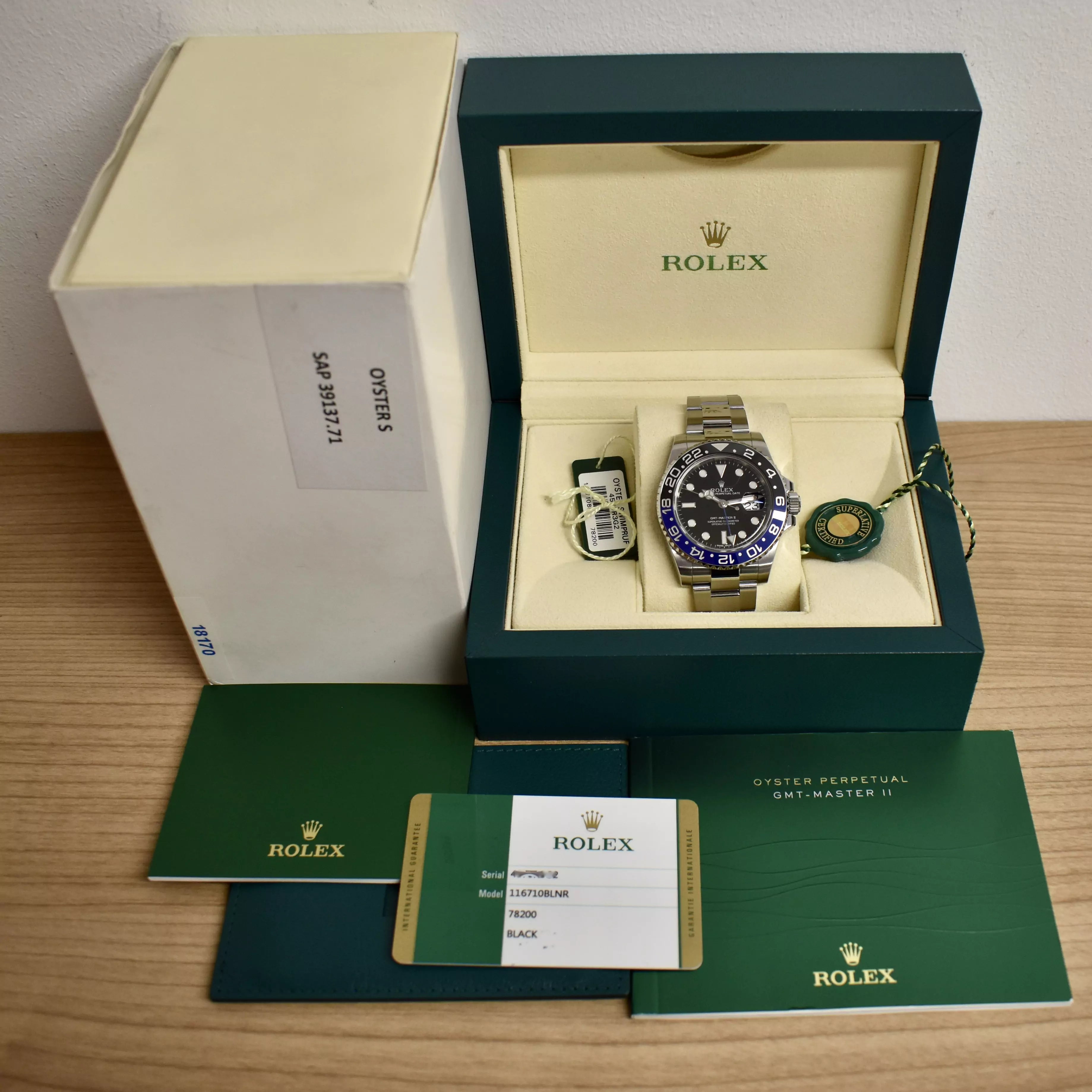Rolex GMT Master II 40mm Excellent Set 116710BLNR 2015