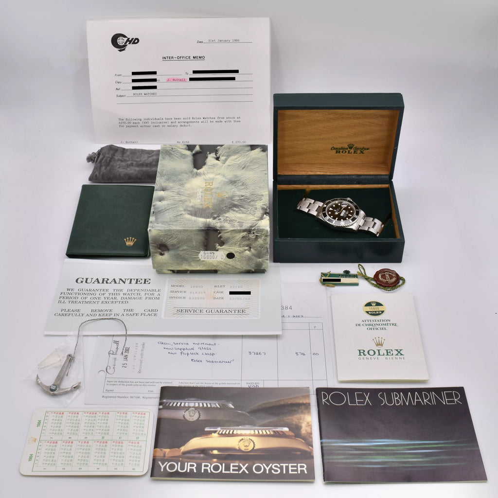 Rolex Submariner Full Collector's Set 1984 16800 1984