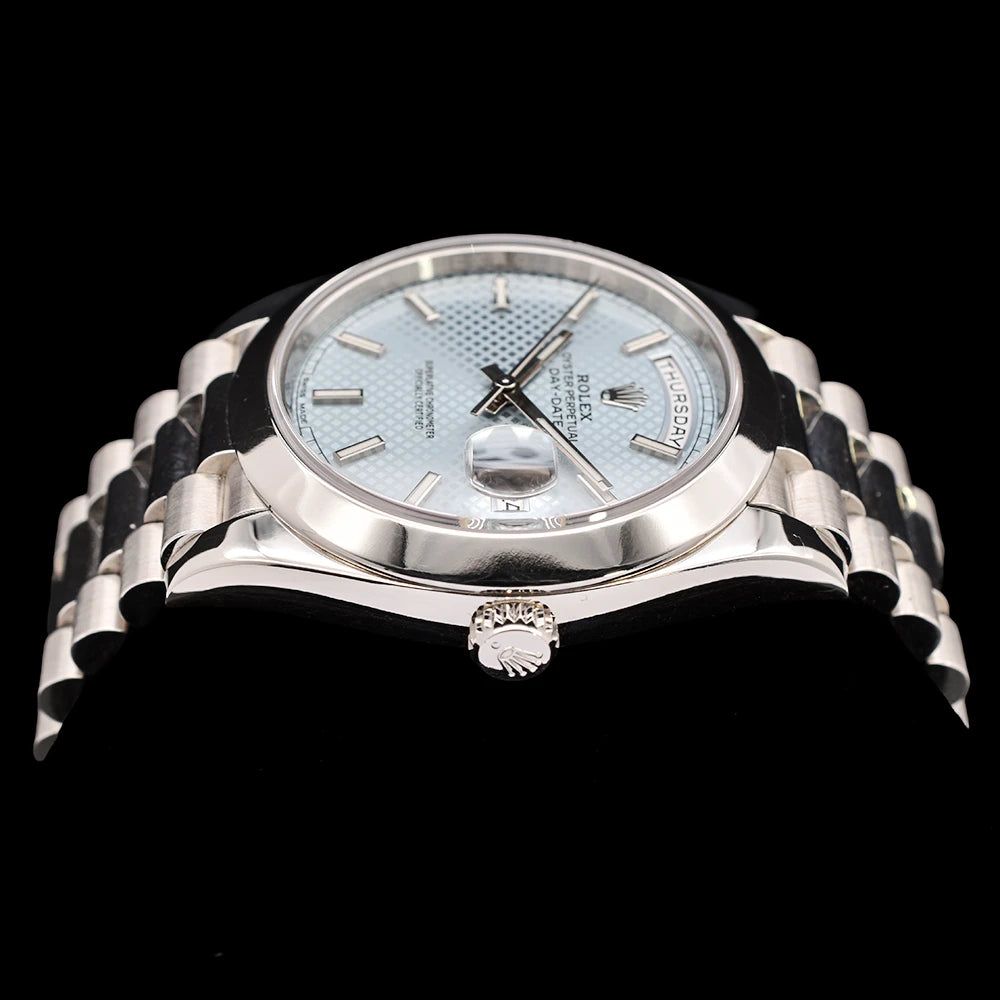 Rolex Day-Date 40 Ice Blue Diagonal Motif Fully Serviced 228206-0004 2015